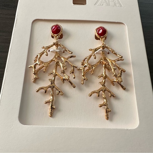 Zara Coral Stone Earrings - Picture 3 of 8